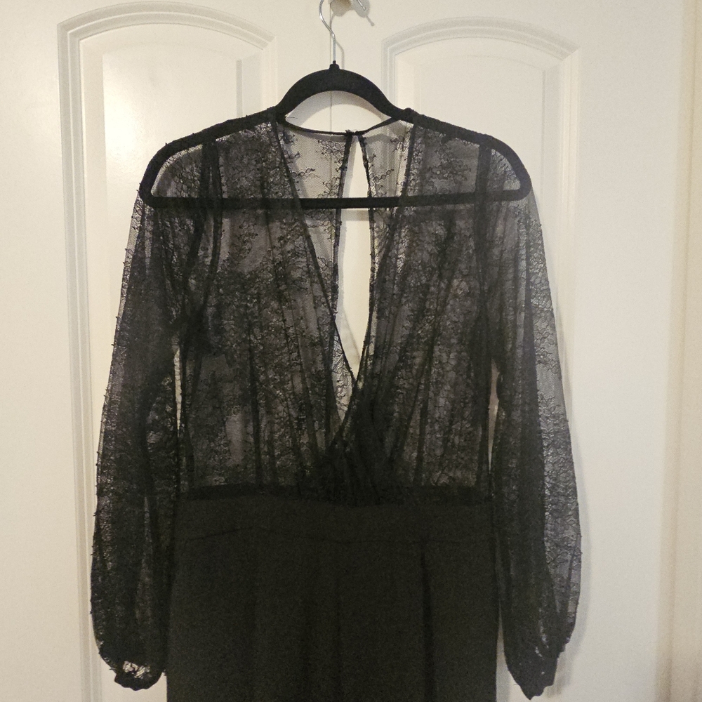 H & M Lace Sheer Top Jumpsuit Black Party Xmas Club Sz 8